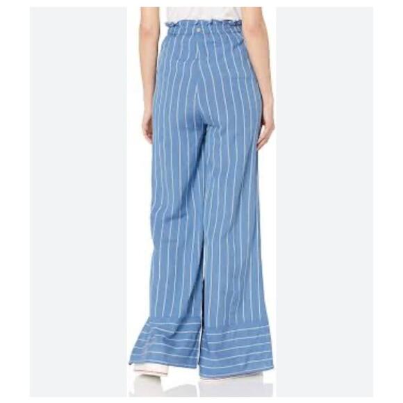 Billabong Flip Out High Waist Wide Leg Striped Beach Pant Blue Size Small - Picture 2 of 8